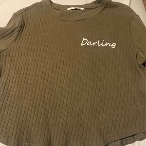 Army green crop top from SHEIN for kids